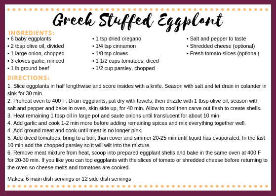 Greek Stuffed Eggplant